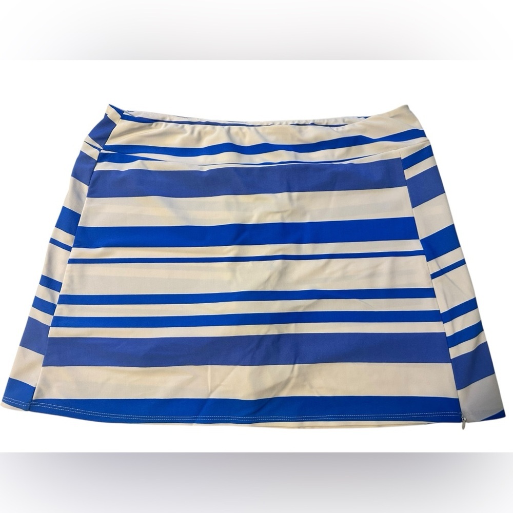 Jude Connally Morgan Skort Stripes Blue and White Side Zipper Size Medium Tennis